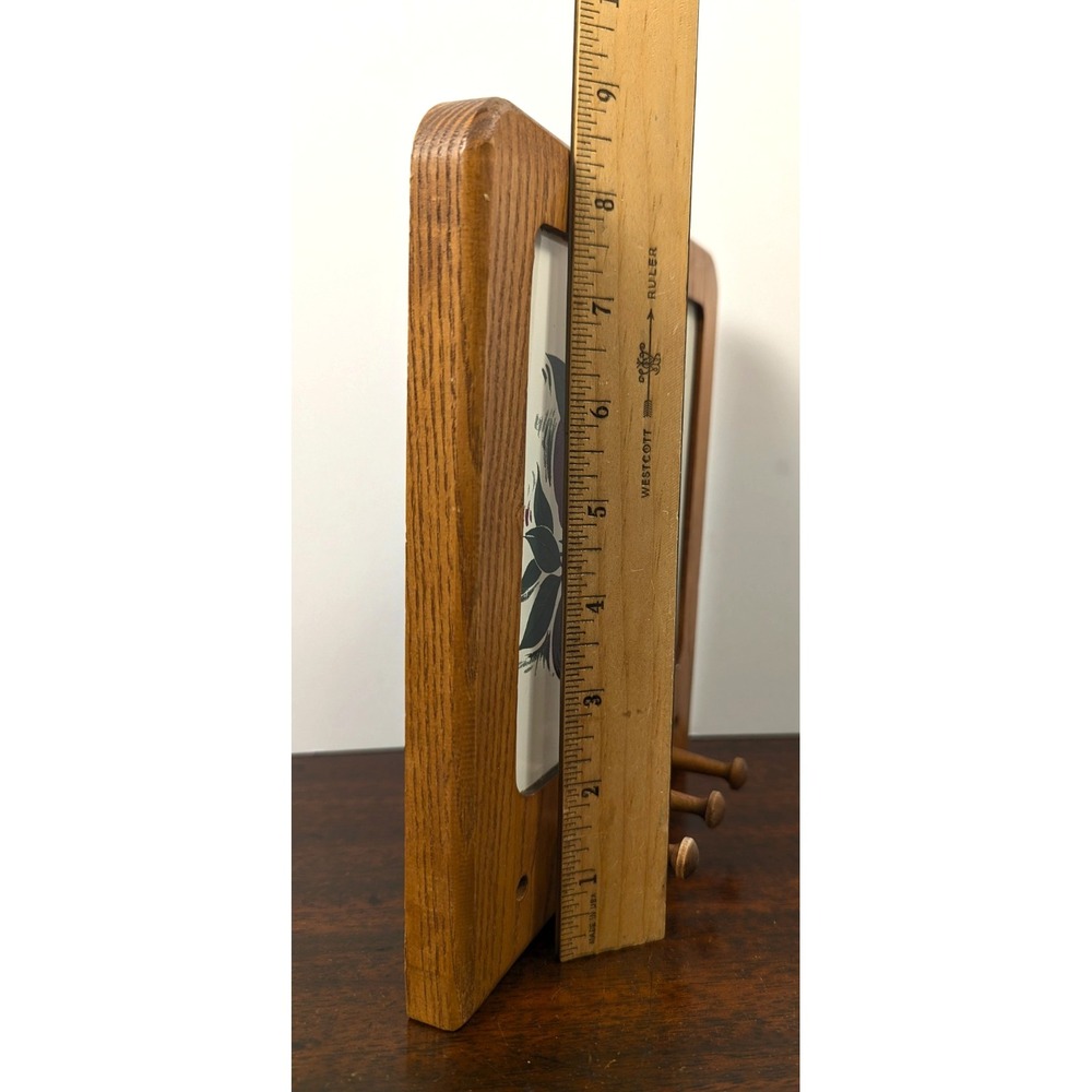 Vintage Oak Wooden Wall Key Holder Apple Decor 3 Peg Rack Country Farmhouse - Picture 5 of 6